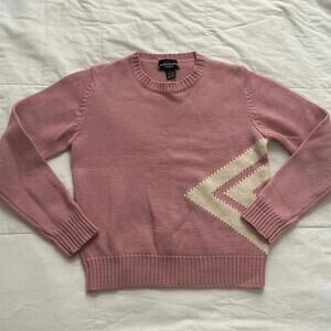 Adolfo wool Pink and white vintage 90s crewneck sweater knitwear size large